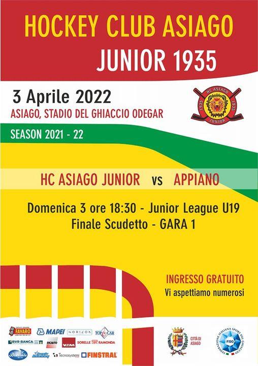 U19 Junior League 
Finale Scudetto 
Gara 1